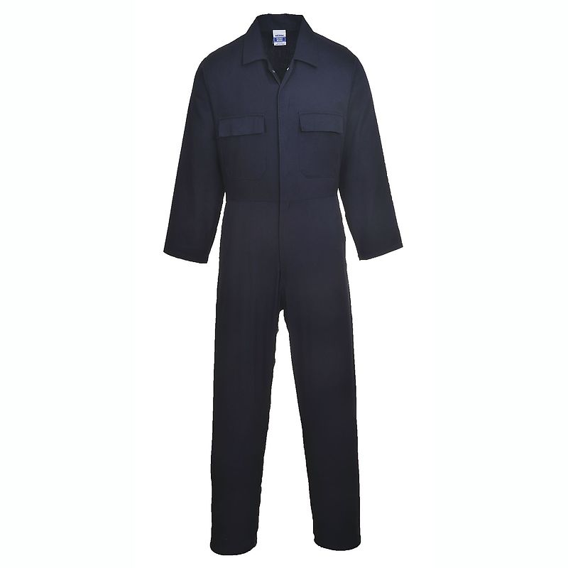 sUw Navy Euro Workwear Durable PolyCotton Coverall With 6 Convenient Pockets X-Small 31 inch Leg