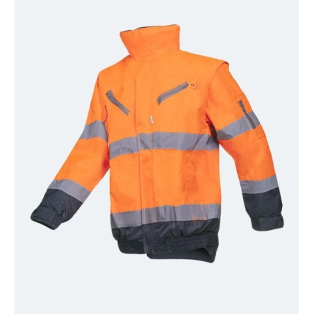 High Visibility winter bomber jacket detachable sleeves - CAMPBELL