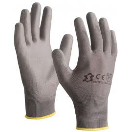 Grey nylon gloves with grey PU-coating - 5071PU