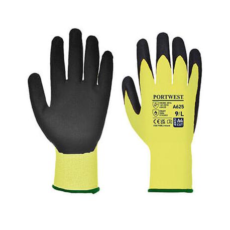 ANSI/ISEA 105-2016 Level A4 Impact & Cut Resistant Gloves, Hi-Vis, Nitrile  Coated