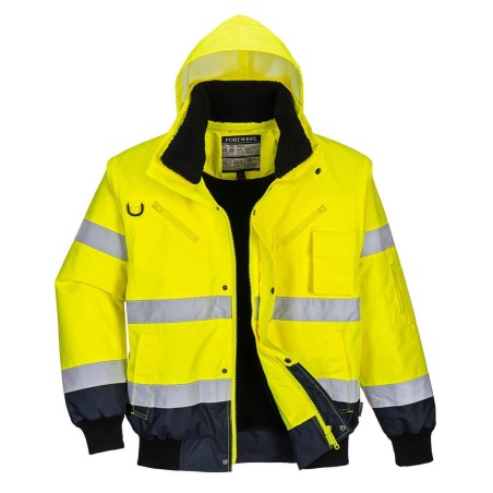 High Visibility contrast bomber jacket yellow/navy - C465