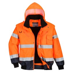 High Visibility contrast bomber jacket orange/navy- C465