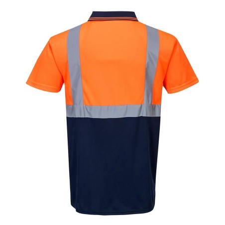 Twee kleuren polo oranje/marine - S479