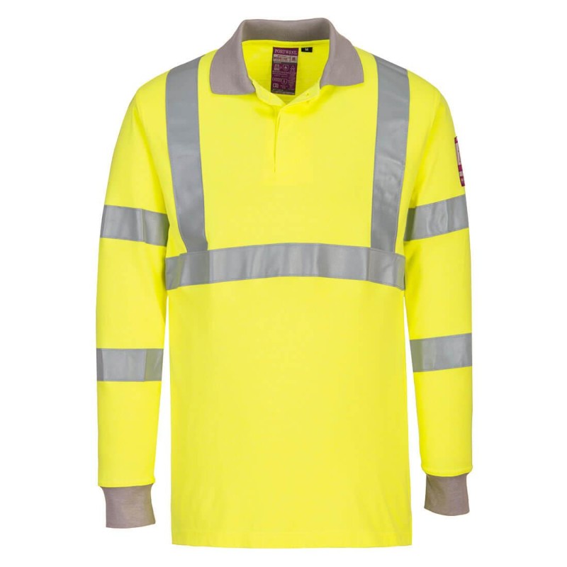 Flame resistant antiStatic High-Visibility long sleeves polo shirt - FR77 Flame resistant antiStatic High-Visibility long sleeves polo shirt - FR77