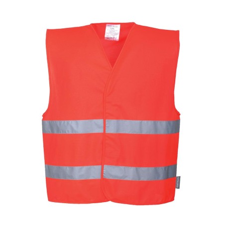 Gilet double bande Haute Visibilité rouge - C474