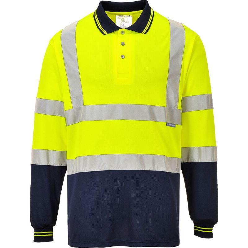 Hi-Vis Two-Tone Long Sleeved Polo - S279 - PORTWEST