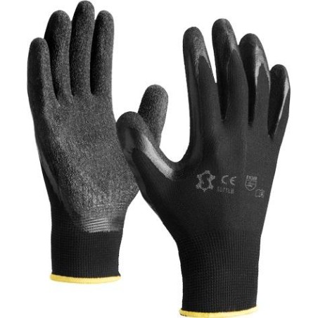 Black nylon gloves with blacklatex coated palm and fingers - 5071LB