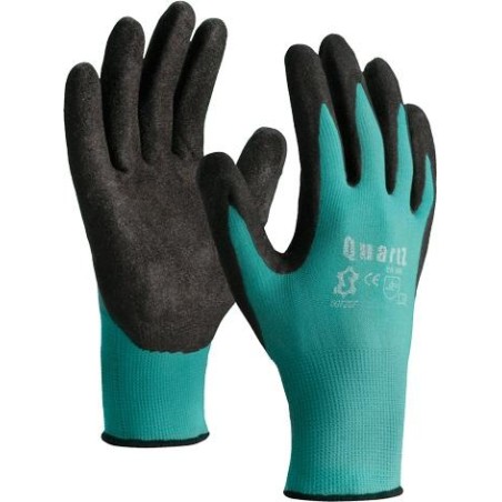 Green nylon gloves with nitrile sandy finish coating - 5072SF Quartz